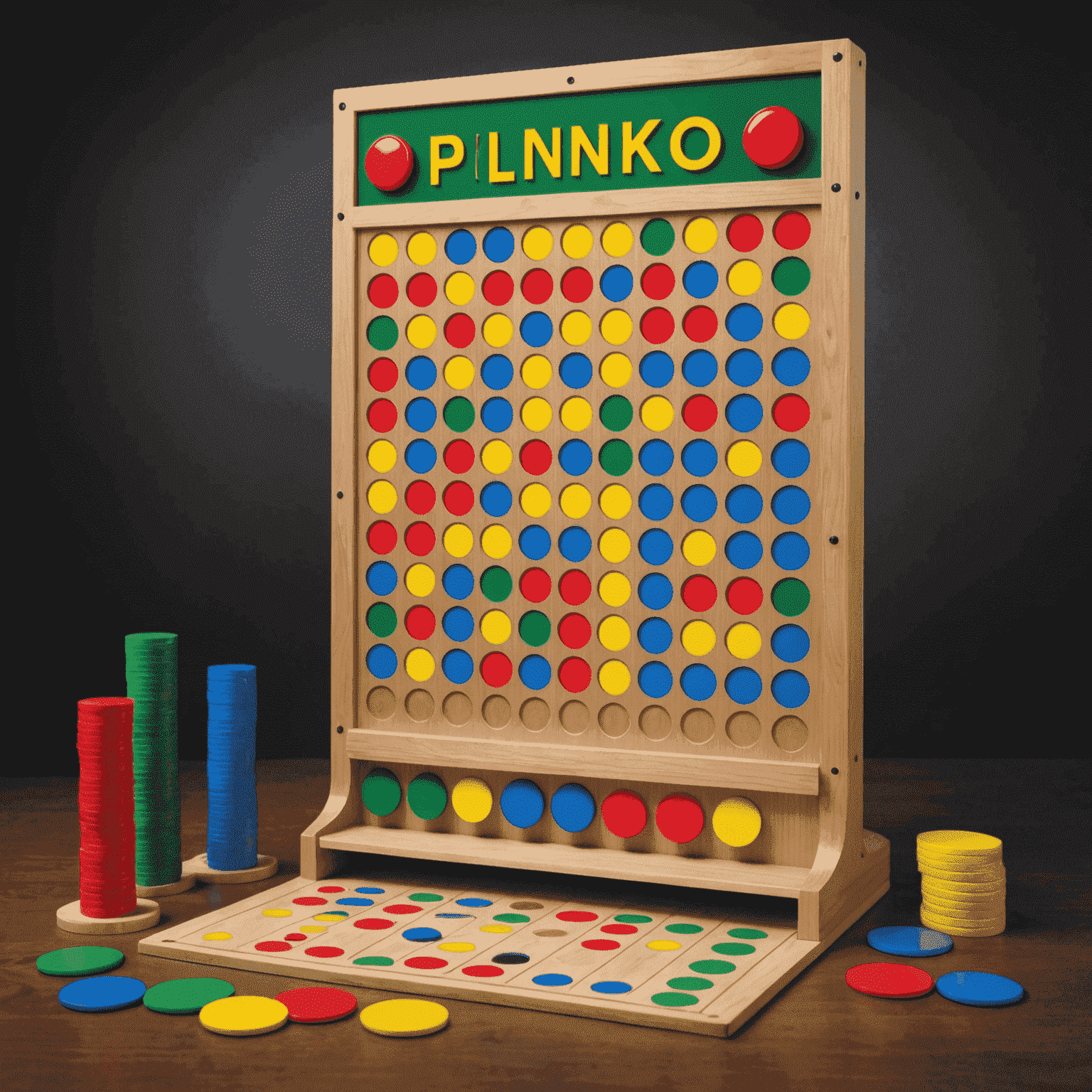 Plinko spelbord met schijven en prijzen