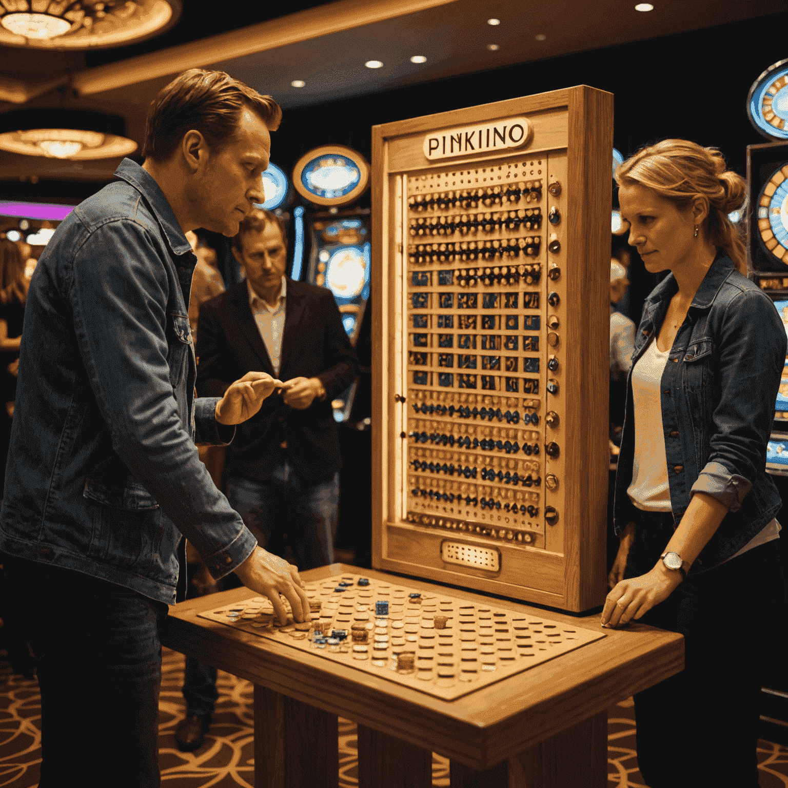 Mensen spelen het Plinko bordspel in een casino in Nederland