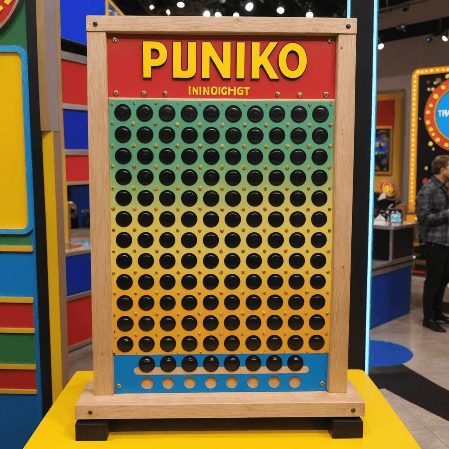 Foto van het originele Plinko-bord uit The Price is Right tv-show, met de titel 'De geschiedenis van Plinko: van The Price is Right tot nu'