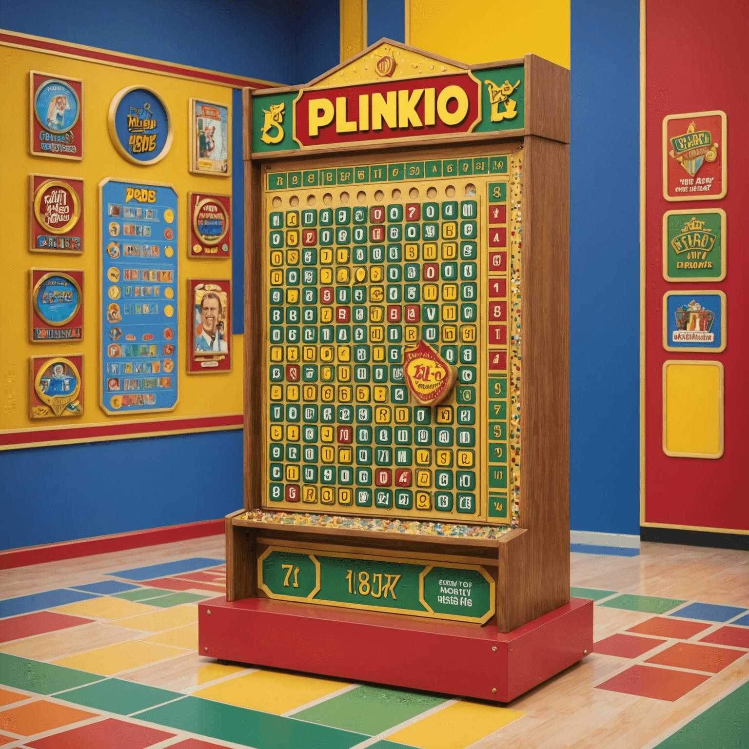 Een afbeelding van het Plinko-spel op The Price is Right, met een tijdlijn van de geschiedenis van het spel